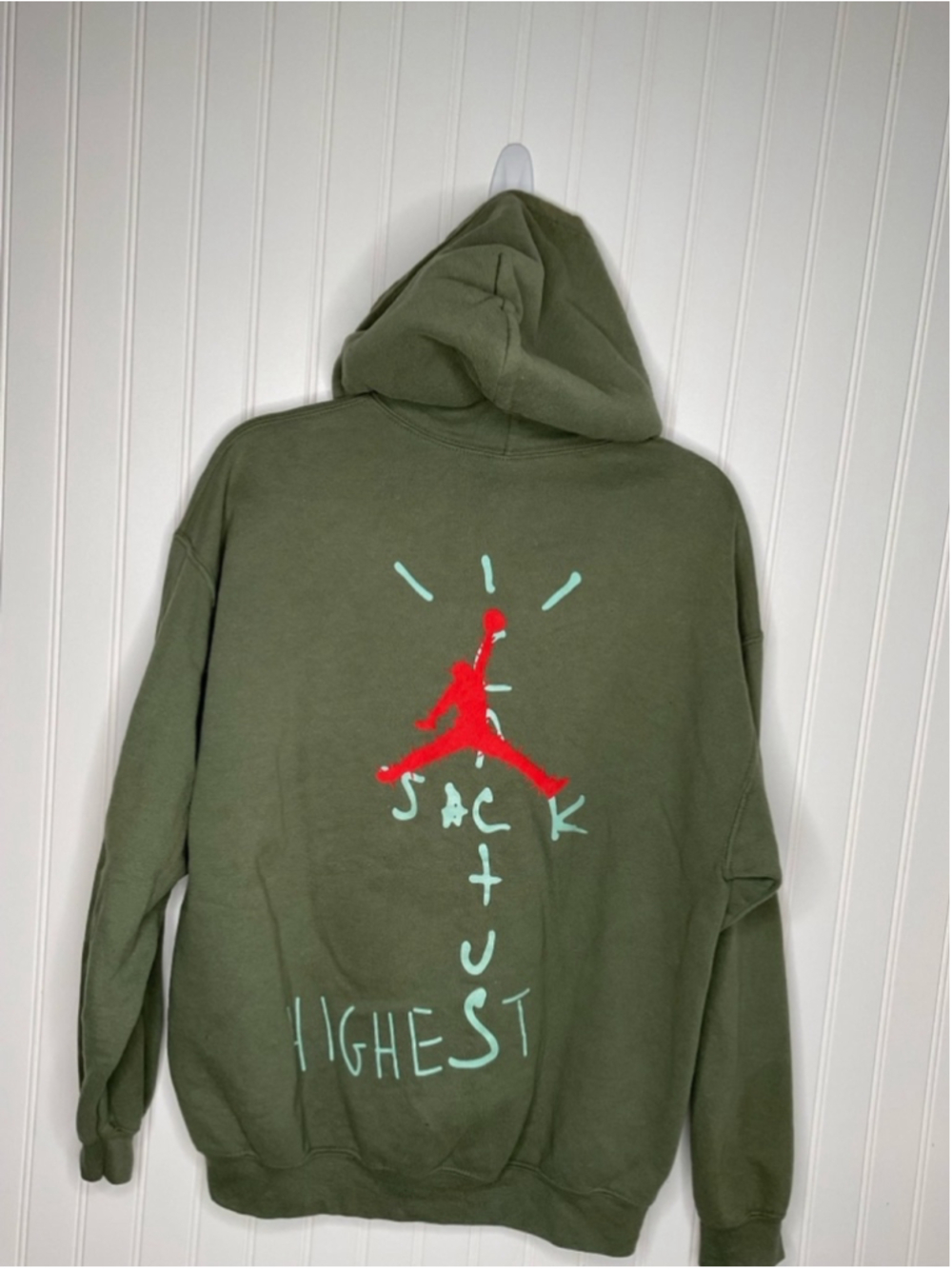 Men's Nike Travis Scott Air Jordan Hoodie Green Size L - Picture 2 of 6